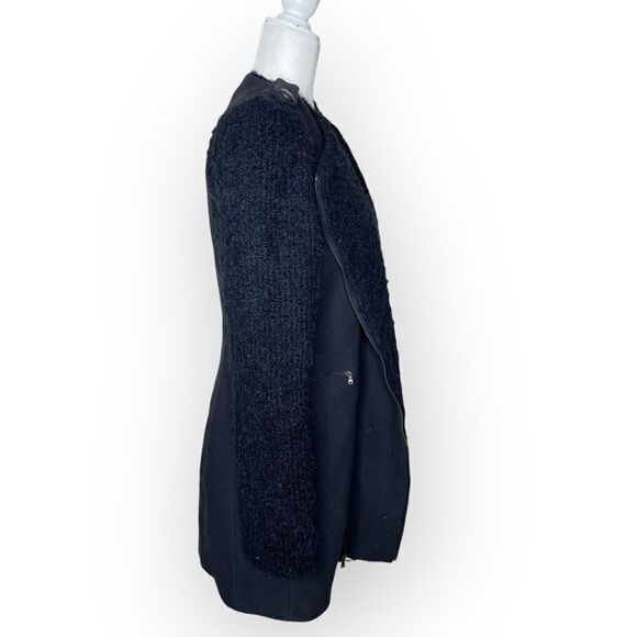 ALYSI Navy Blue Wool Blend Multi Zip Coat - Picture 5 of 15